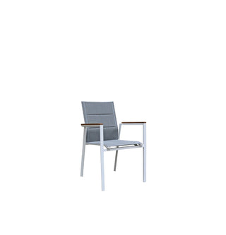 Copenhagen 2200x1000 9pce Outdoor Set - White Powdercoated Aluminium + Teak