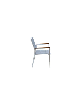 Copenhagen 2200x1000 9pce Outdoor Set - White Powdercoated Aluminium + Teak