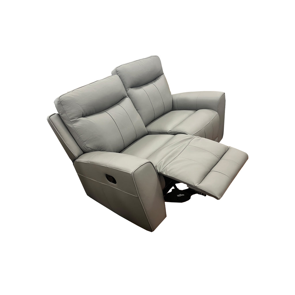 Denburn 2-Seater Manual Recliner Lounge - Cat 10 Sassari Grey Leather