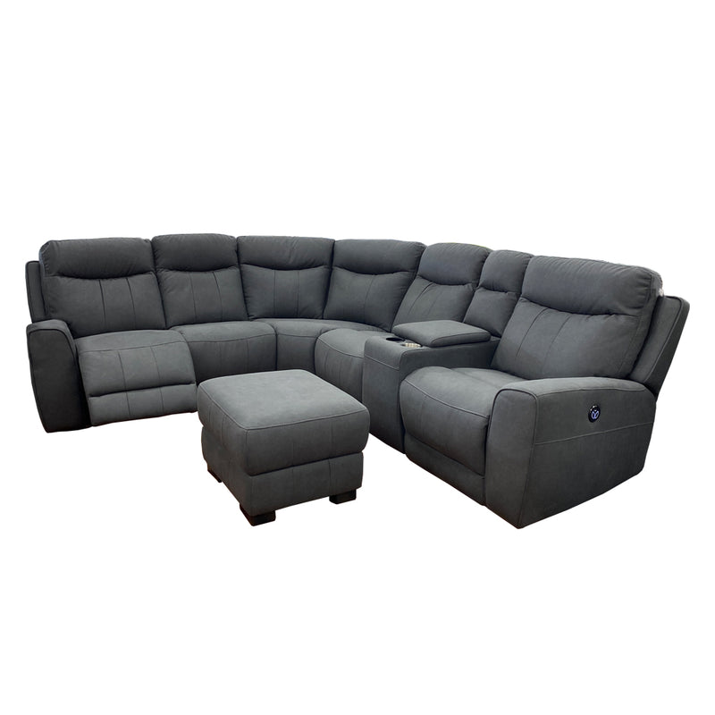 Denburn 6pc Recliner Suite - Urban Sofa F20 Rhino Dark Grey Fabric