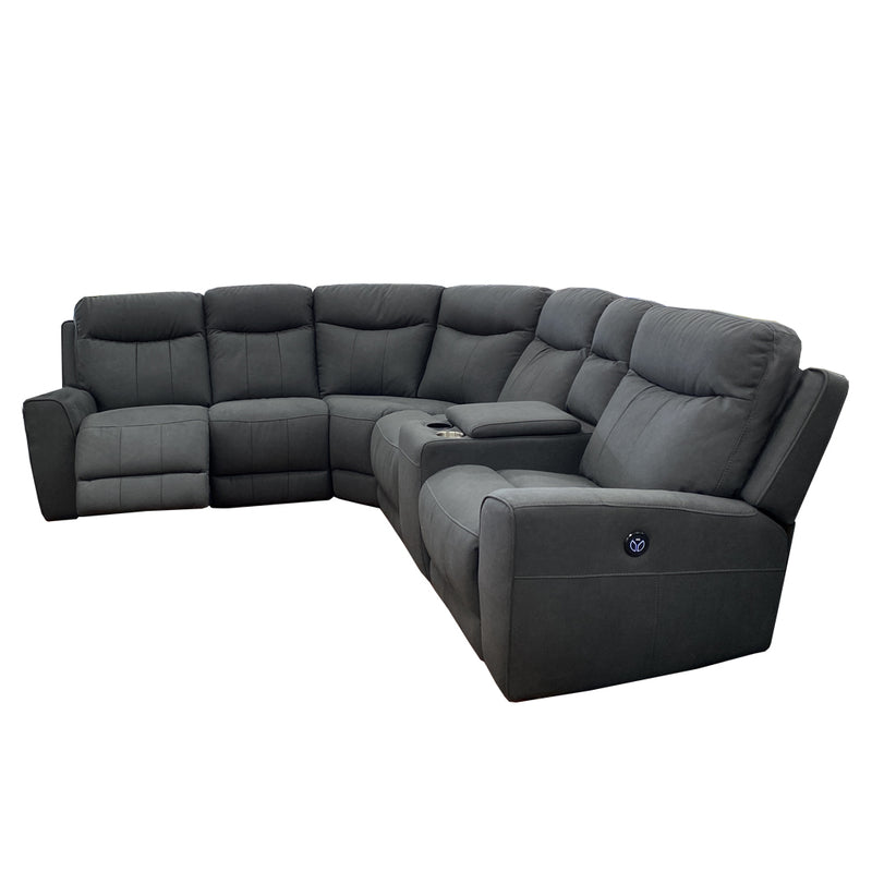 Denburn 6pc Recliner Suite - Urban Sofa F20 Rhino Dark Grey Fabric