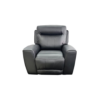 Denburn Electric Recliner Chair w. Elec Headrest - Urban Sofa - Black Top Grain Protected Leather