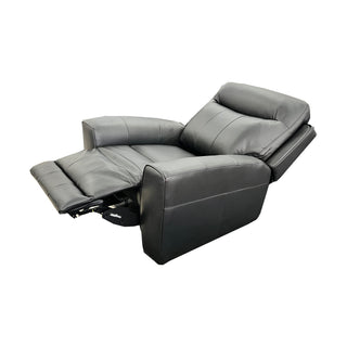Denburn Electric Recliner Chair w. Elec Headrest - Urban Sofa - Black Top Grain Protected Leather