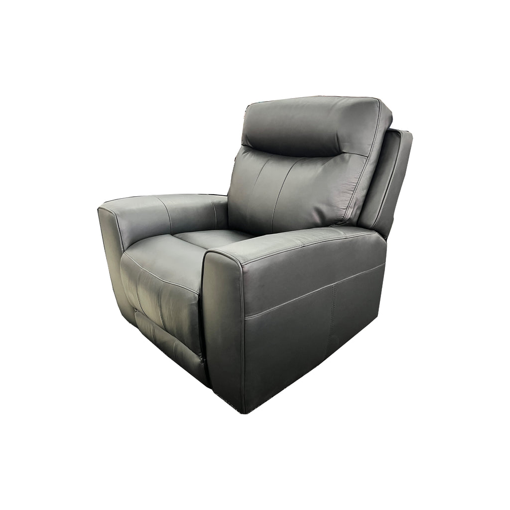 Denburn Electric Recliner Chair w. Elec Headrest - Urban Sofa - Black Top Grain Protected Leather