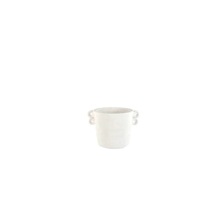 Double Handle Cement Planter - White