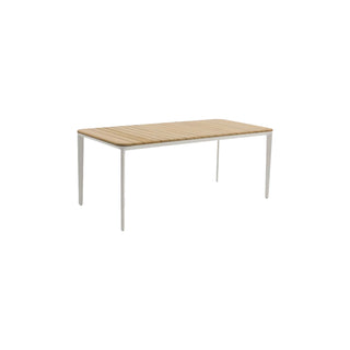 Faro Outdoor Table 180 with Teak Top - White