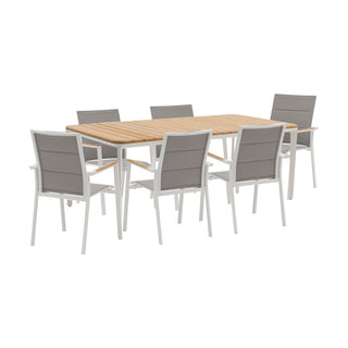 Faro Como Teak 7 Piece Dining Set in White