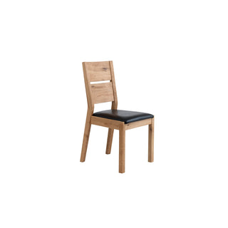 Florence Dining Chair - Brown PU Seat - Solid Wild Oak Brushed/Lacquered 