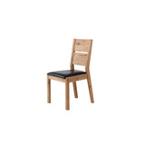 Florence Dining Chair - Brown PU Seat - Solid Wild Oak Brushed/Lacquered 
