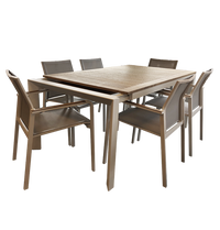 Grove Large Extension Outdoor Dining Table 220/280x100 - White Powdercoated Aluminum w. Teak Top