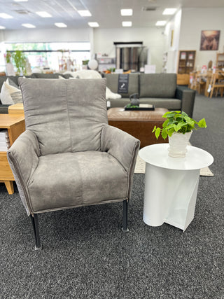 Hugo Steel Chair - NZ Made - Eastwood Dove Fabric