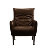 Hugo Steel Chair - NZ Made - NZ Tasman Settler Serge Rustic Leather