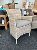 Cayman Outdoor Dining Chair - German Rehau Wicker - Urecel Quickdry Foam & Sunbrella Outdoor Specific Fabric
