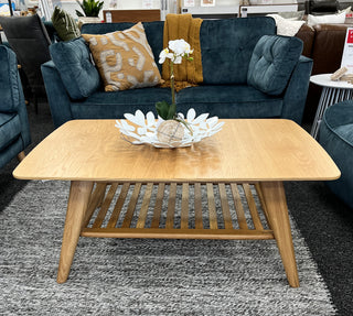 Rhodes Coffee Table with Shelf - Solid Oak/Oak Veneer Matt Lacquer