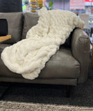 Faux Fur Ribbed Throw - Ivory
