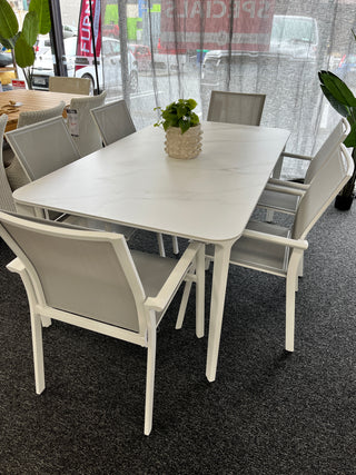 Faro White Outdoor Table with Ceramic scratch-proof top