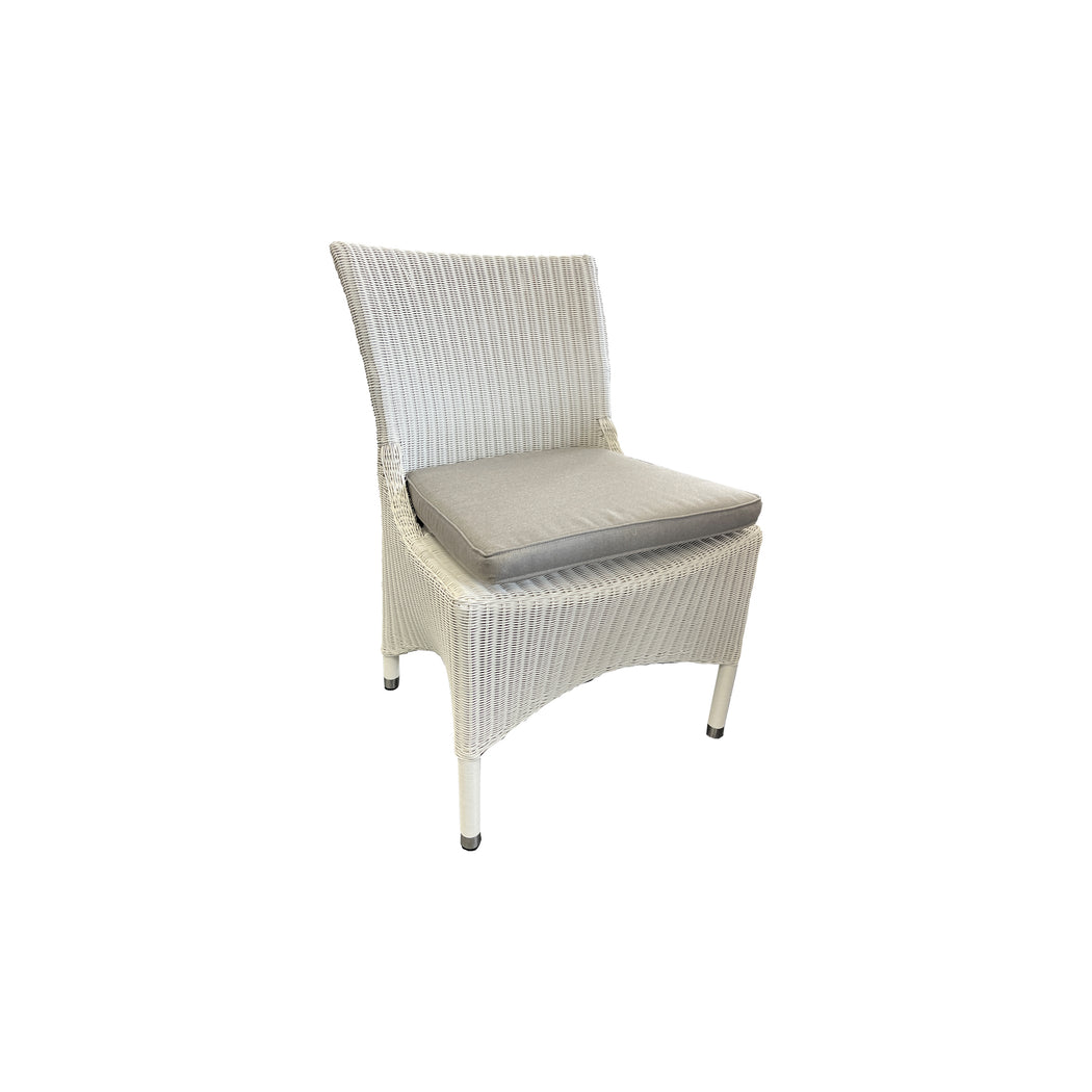 Kasper Outdoor Armless Dining Chair Whitewash Loom Rehau German