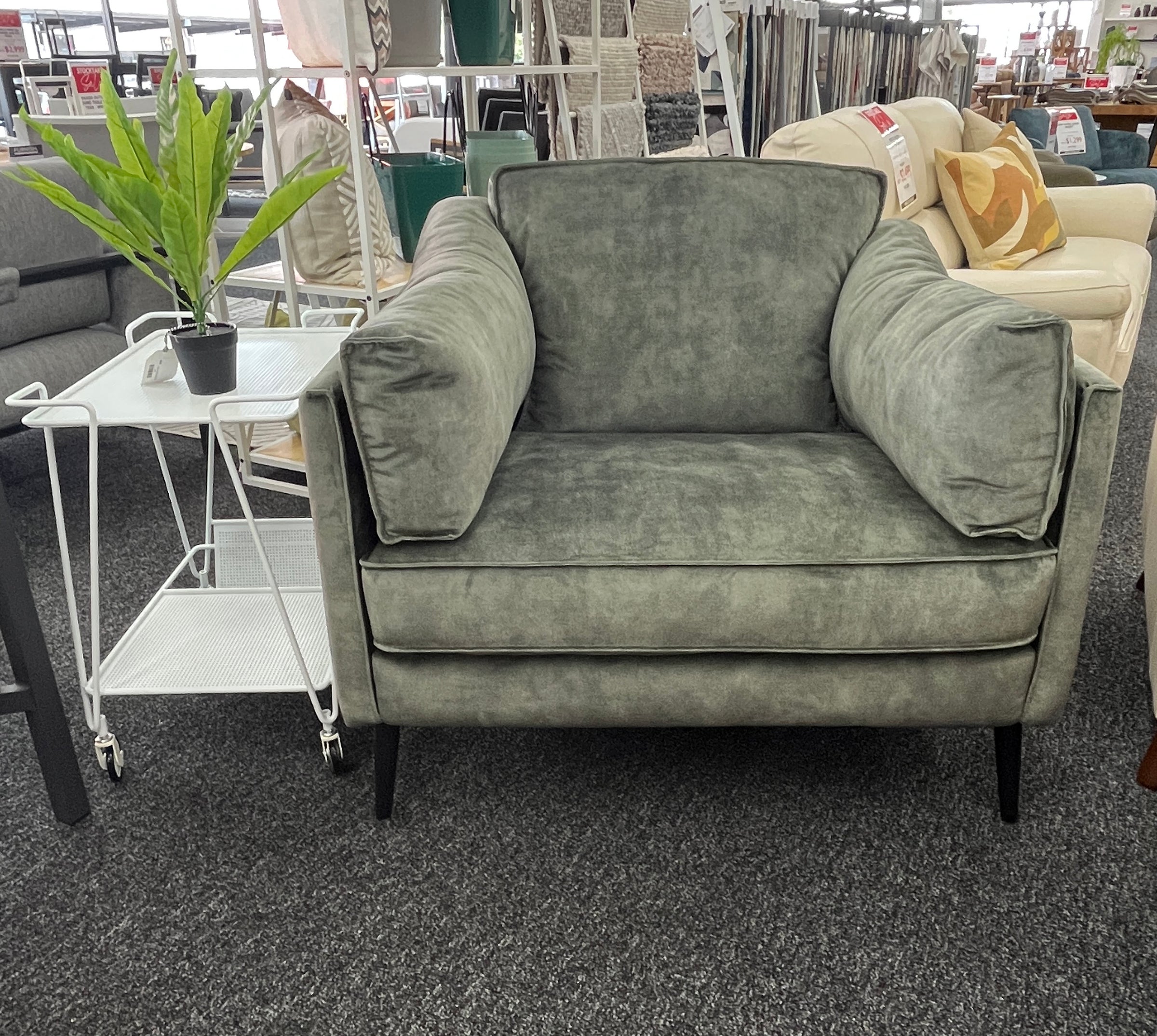 Lawson Lounge Chair Urban Sofa Moss Green Velvet Fabric FURNISH