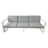 Manhattan Outdoor 3 Seater Sofa - White with Grey Fabric