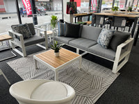 Manhattan Outdoor 3 Seater Sofa - White with Grey Fabric