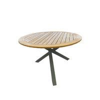 Mikado Charcoal powder coated aluminium Teak top round outdoor table