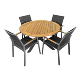 Mikado Charcoal powder coated aluminium Teak top round outdoor table