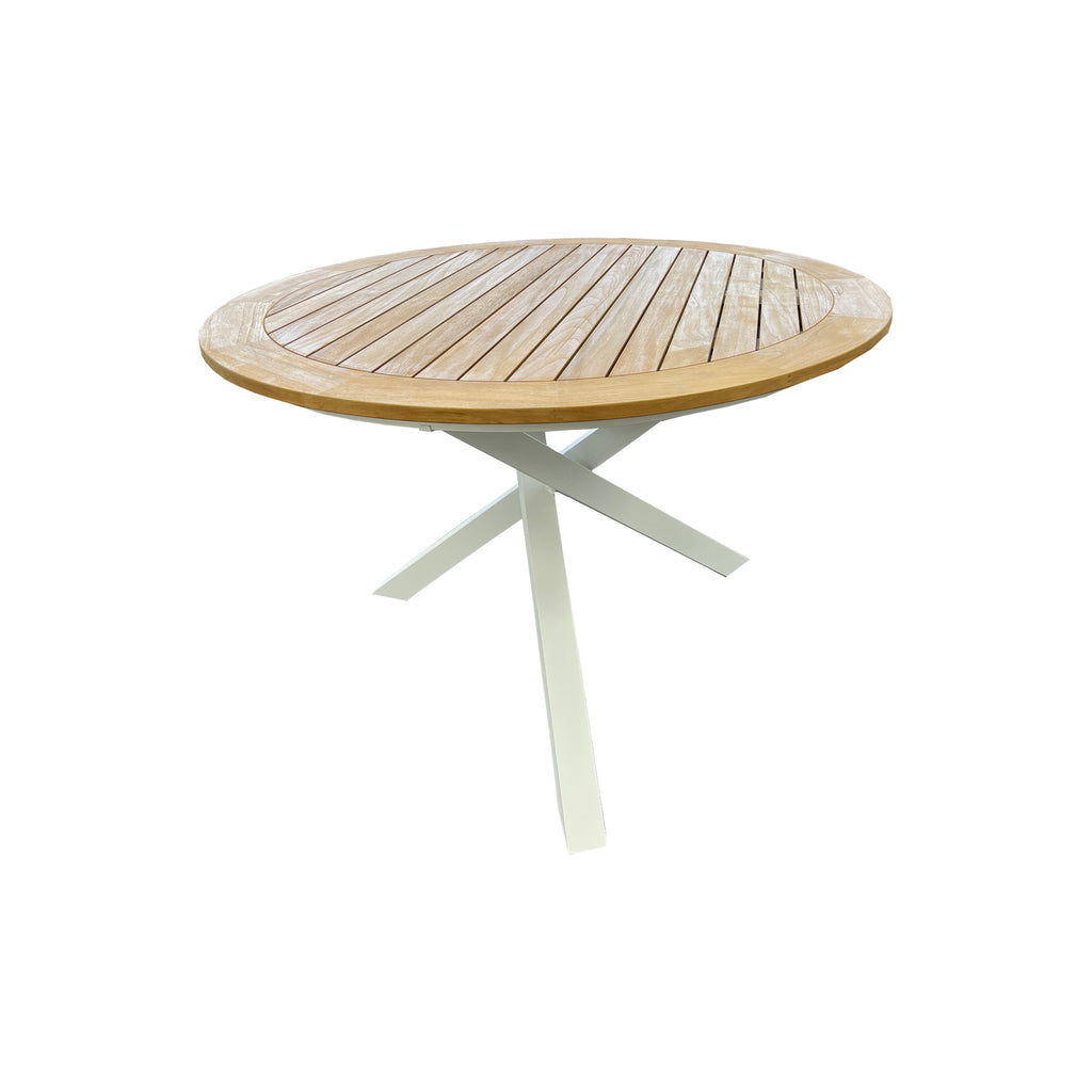 Mikado Round outdoor table with Teak top