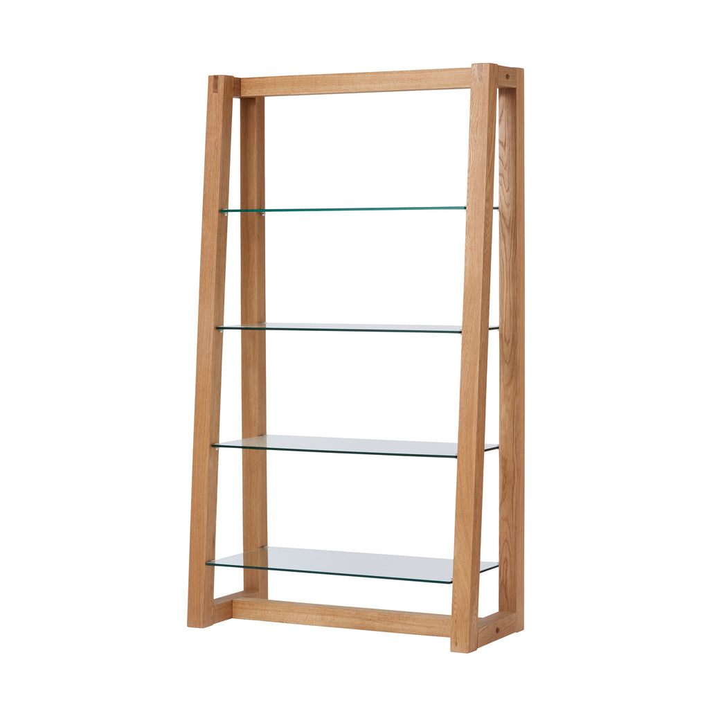 Modena Bookcase With Glass Shelves - Oak Frame