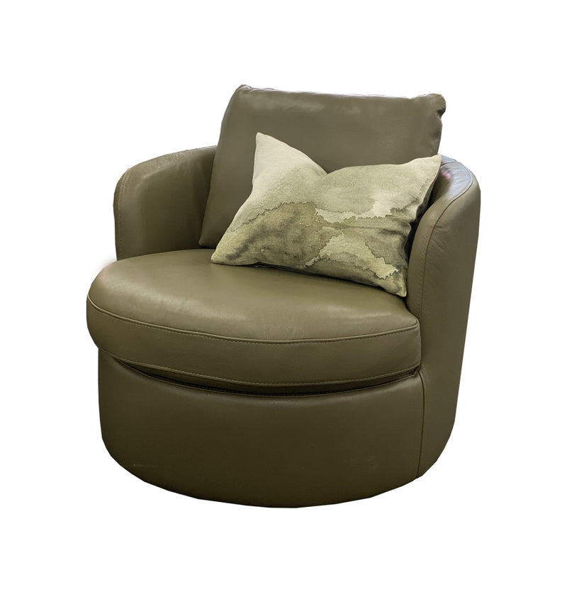 Moon Swivel Chair -  Lia Green Full Grain Leather