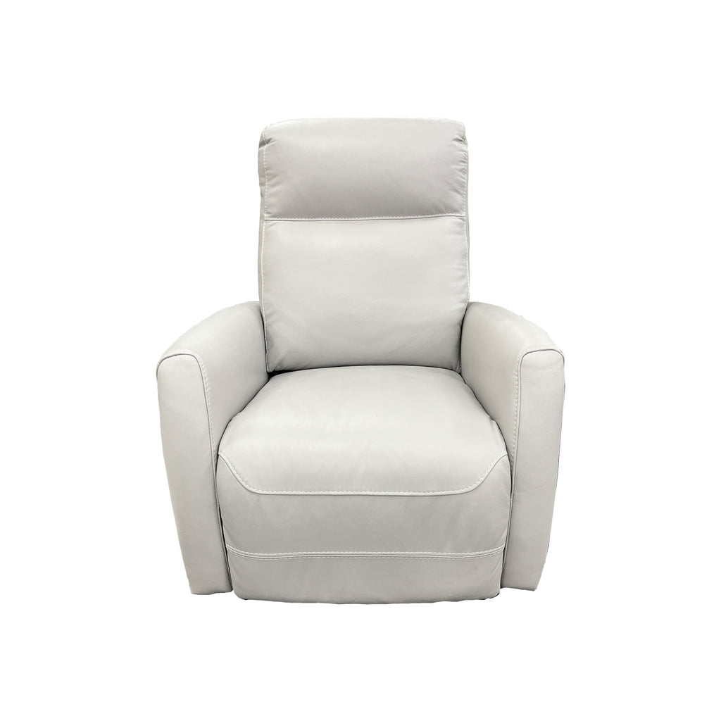 Napoli Swivel Recliner Chair - Light Grey Full Cat 16 Grain Leather