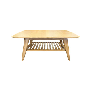 Rhodes Coffee Table with Shelf - Solid Oak/Oak Veneer Matt Lacquer