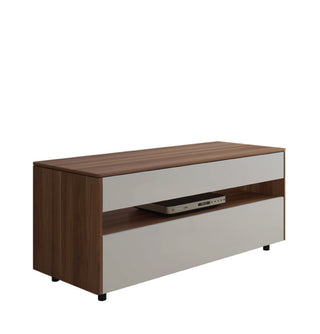 Newtown Entertainment Unit 1120 - High Gloss White/Walnut
