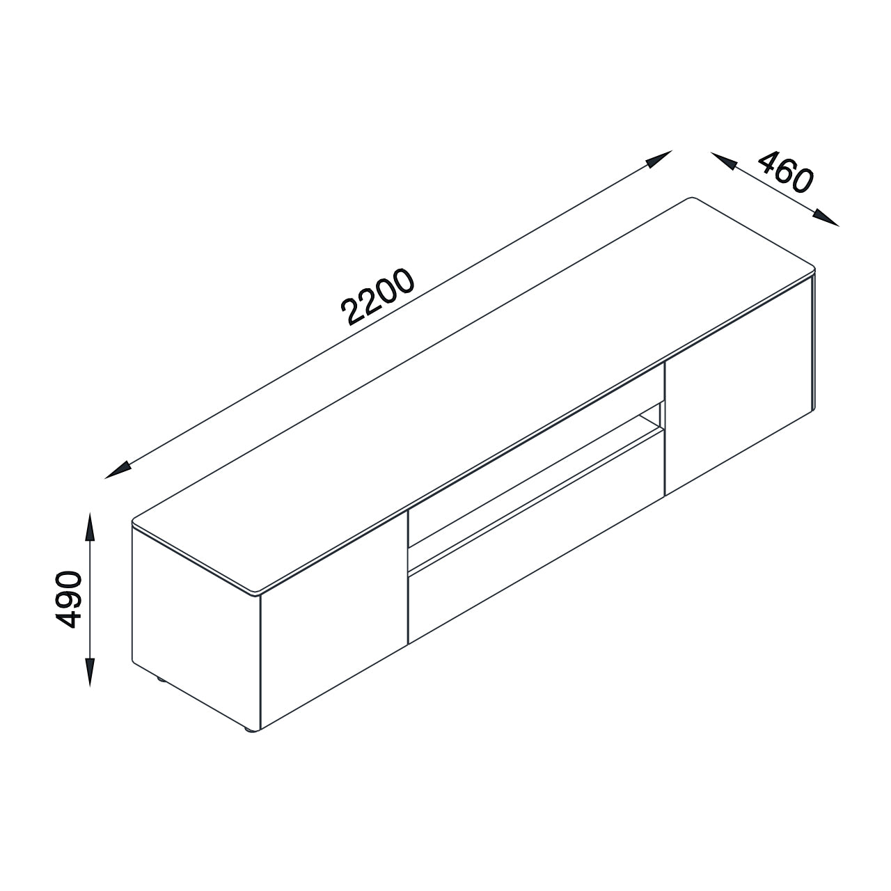 Newtown Entertainment Unit 2200 - High Gloss White | FURNISH