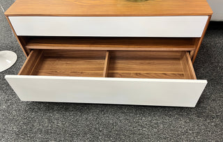 Newtown Entertainment Unit 1120 - High Gloss White/Walnut