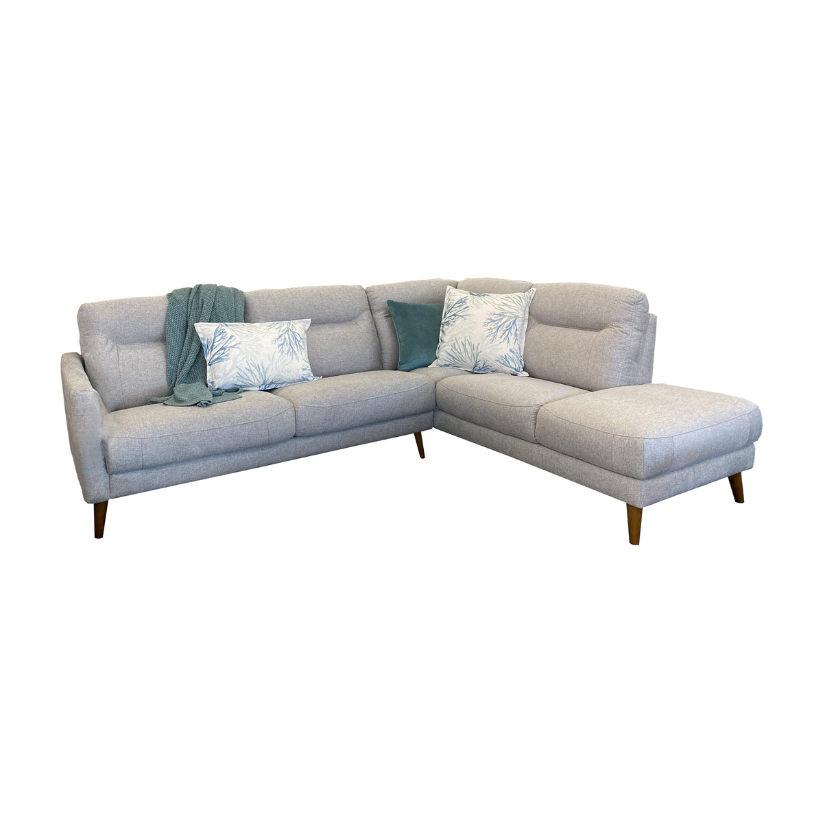 Pacific 3 Seater Left + Corner Extension Chaise Right - Belfast Silver Fabric
