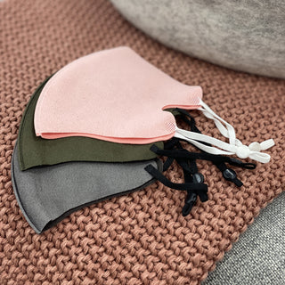 KIDS Pack 3 Reuseable Face Masks - Grey/Pink/Olive