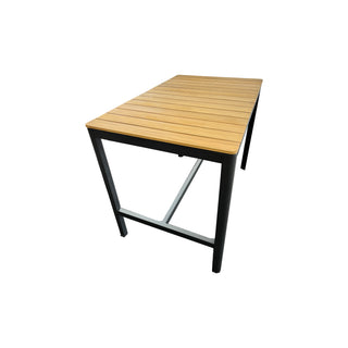 Pebble Outdoor Bar Table in Charcoal with Teak Top