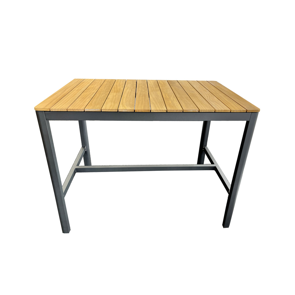 Pebble Outdoor Bar Table in Charcoal with Teak Top