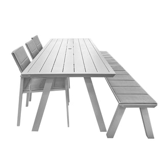 Perez Outdoor Bench - 240x34cm - White Powder Coated Aluminium