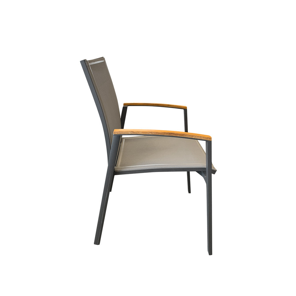 Cairo Outdoor Dining Chair - Charcoal Powder Coated Aluminium/Teak