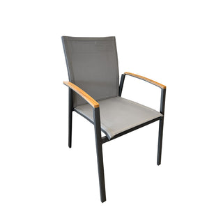 Cairo Outdoor Dining Chair - Charcoal Powder Coated Aluminium/Teak