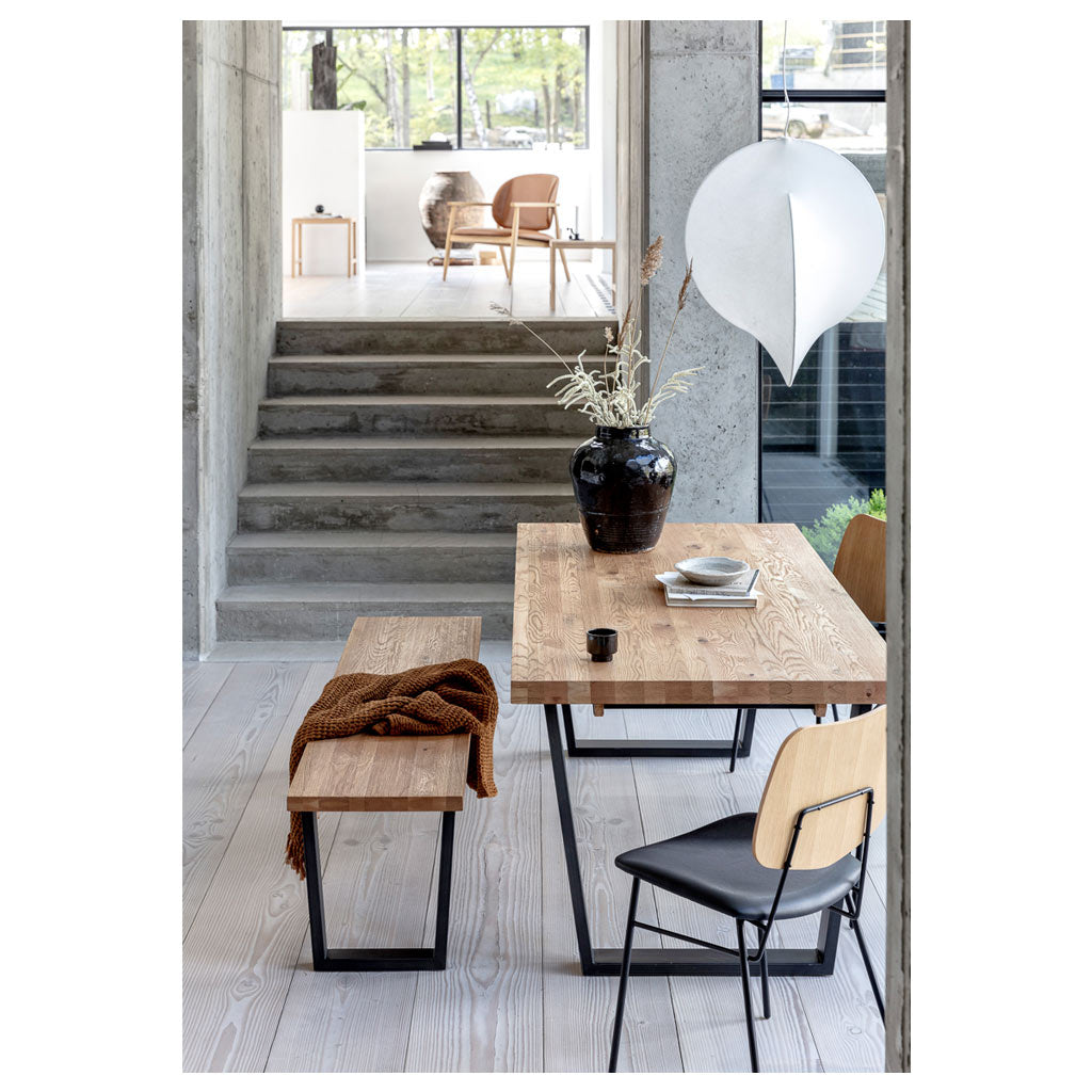 Calia dining table and bench seat setting