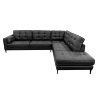 Chester Corner Sofa Chaise in Black Leather.
