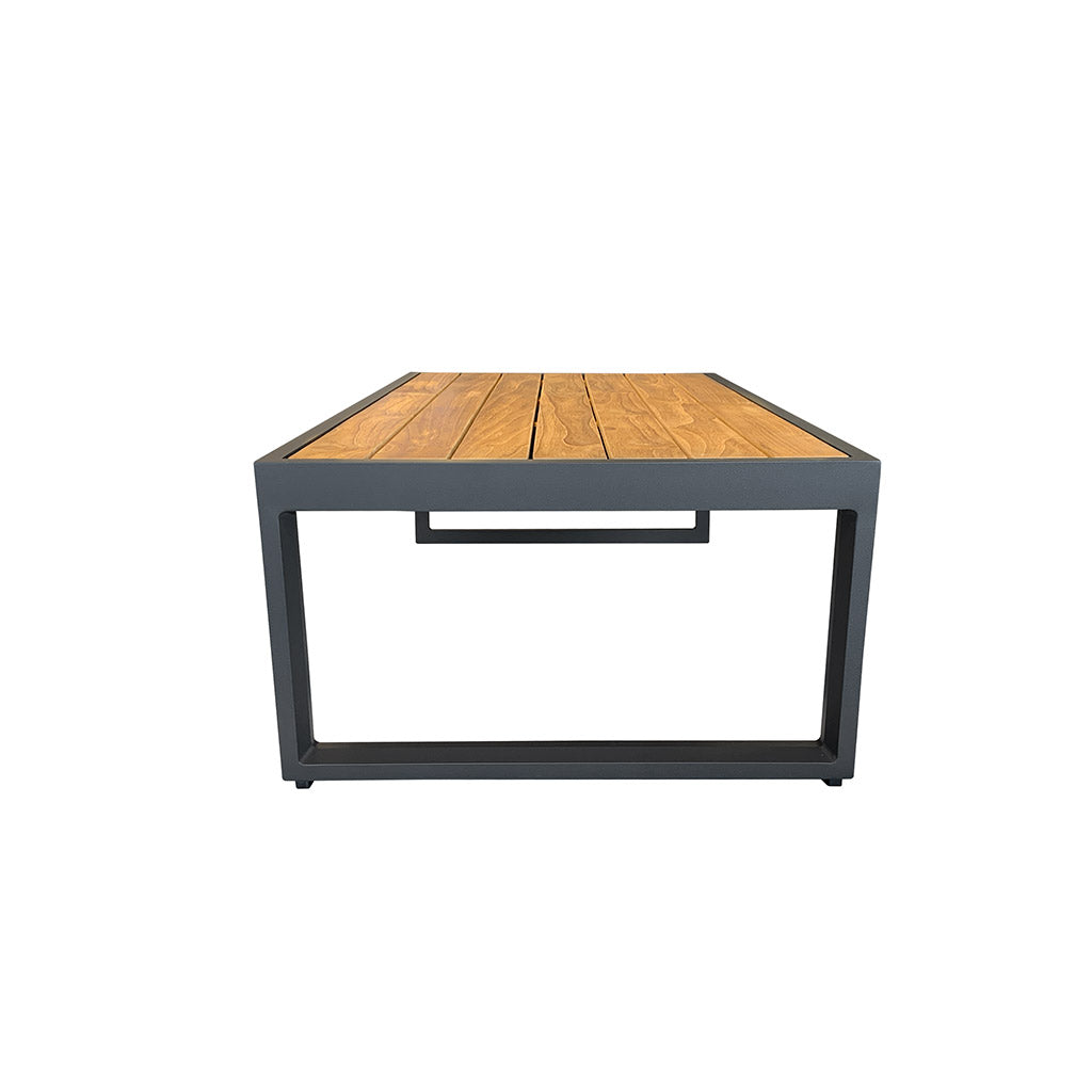 Outdoor coffee table - teak timber and charcoal aluminium
