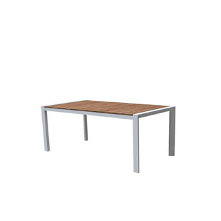 Copenhagen 2200x1000 9pce Outdoor Set - White Powdercoated Aluminium + Teak