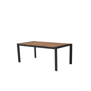 Copenhagen 2200x1000 9pce Outdoor Set - Charcoal Powdercoated Aluminium + Teak