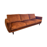 Gatsby fabric suite - Rust with timber leg - 3 seater sofa side view