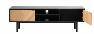 Calvi TV Entertainment Unit - Natural Oak + Black MDF
