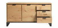 Livorno Sideboard w. 160cm - Natural Brushed Oak/Oak Veneer  - Black Legs