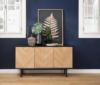 Calvi Sideboard - Natural Oak + Black MDF